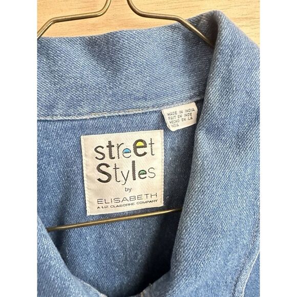 Elisabeth By Liz Claiborne Denim Jacket With Patchwork Sleeve street styles - Picture 3 of 5